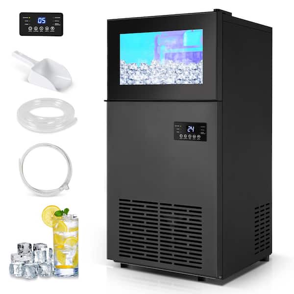 Unbranded Commercial Ice Maker 130 lb./24 H Freestanding Ice Maker Machine with 35 lb. Storage and Essential Accessories, Black