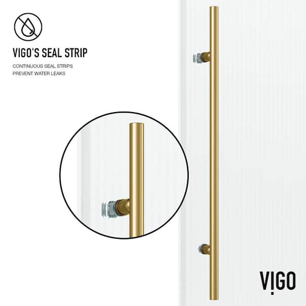 Elan E-Class 56 to 60 in. W x 76 in. H Sliding Frameless Shower Door in Matte Brushed Gold with 3/8 Fluted Glass