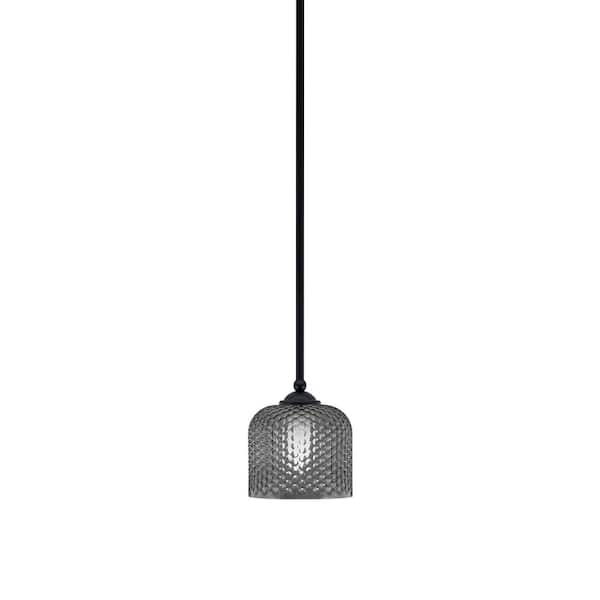 Unbranded Clevelend 100-Watt 1-Light Black Pendant Mini Pendant Light with Smoke Textured Glass Shade Light Bulb Not Included