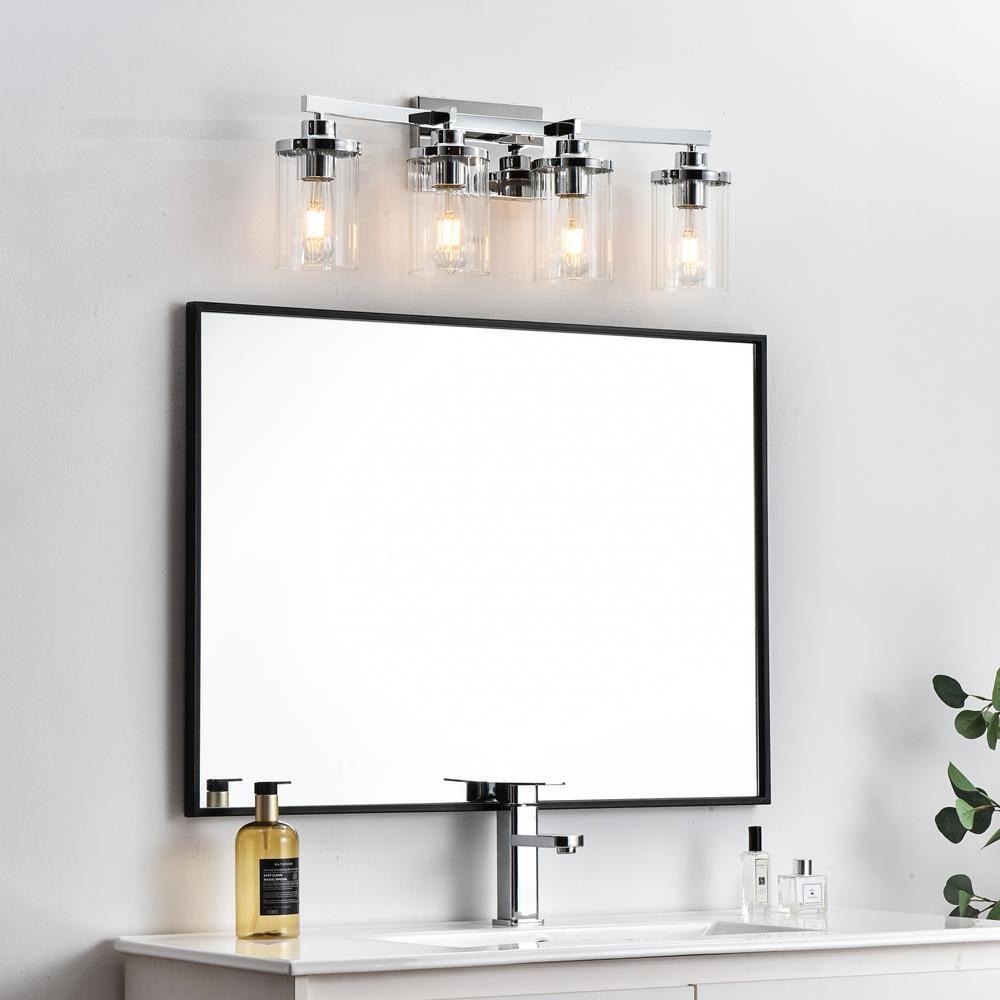 Dariela 4-Light Chrome and Clear Glass Vanity Light