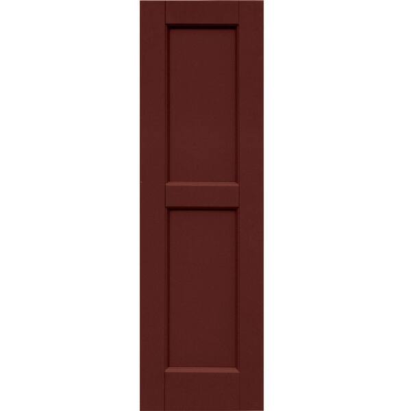Winworks Wood Composite 12 in. x 40 in. Contemporary Flat Panel Shutters Pair #650 Board & Batten Red