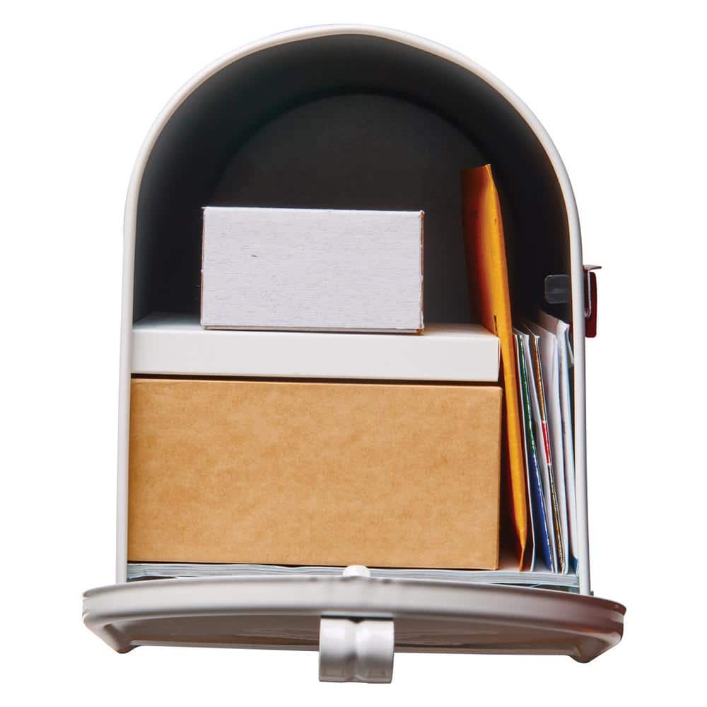 Elite Large White Steel Post Mount Mailbox