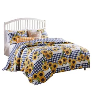 3-Piece Yellow Solid King Size Microfiber Quilt Set