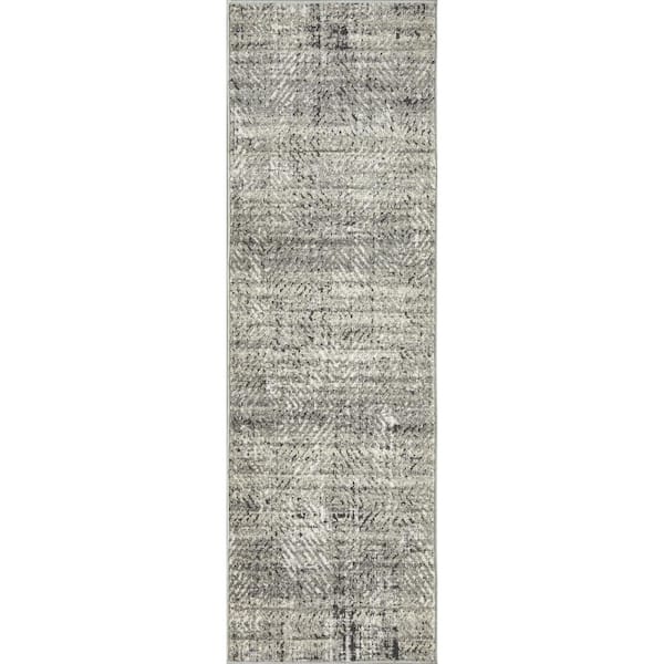 LOOMAKNOTI Aysal Azebella Gray 2 ft. x 6 ft. 7 in. Geometric Polypropylene Indoor Area Rug