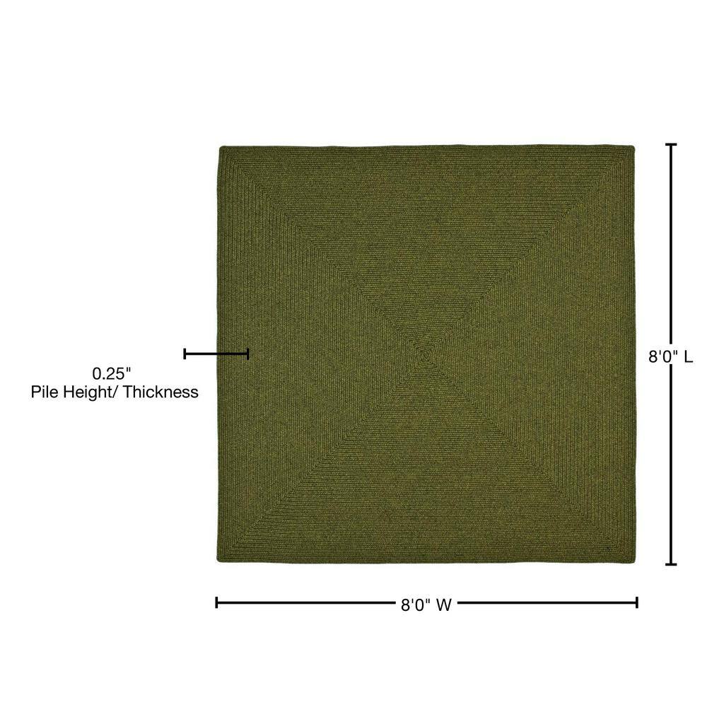 Handmade Cotton & Synthetic Braided 8' Square Green Area Rug