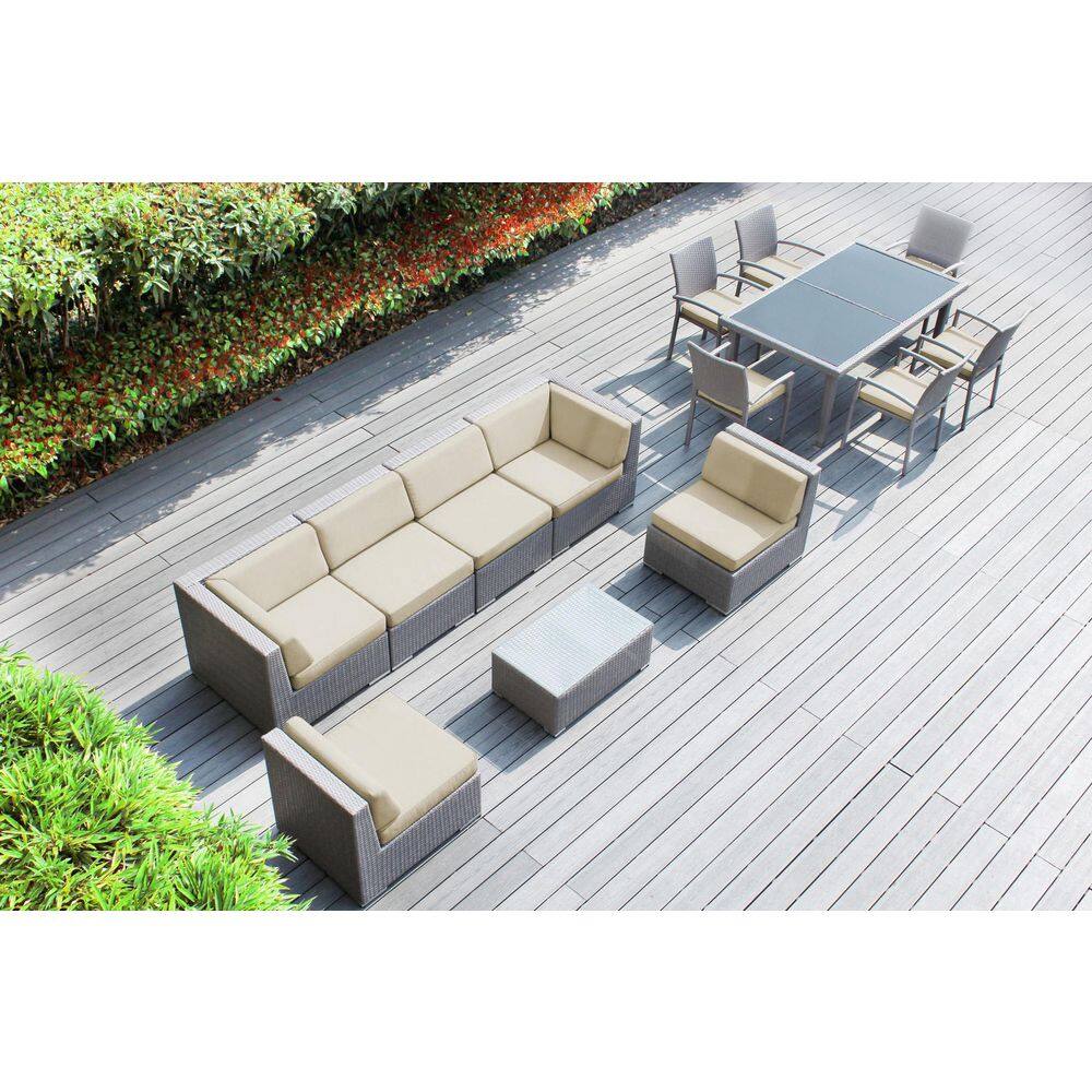 Ohana Depot Ohana Gray 14Piece Wicker Patio Conversation Set with