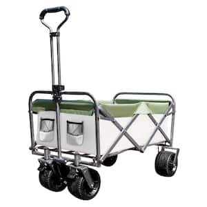 8.673 cu.ft. 600D Oxford Fabric Steel Frame Outdoor Garden Cart Collapsible Folding Wagon in Green