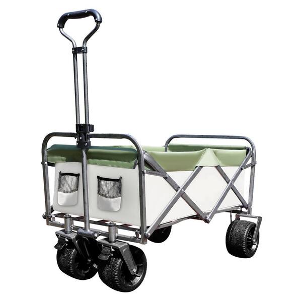 Best Choice Products 36in Folding Multipurpose Indoor Outdoor Utility Cart w/ Swivel Wheels, Adjustable Handle - Green