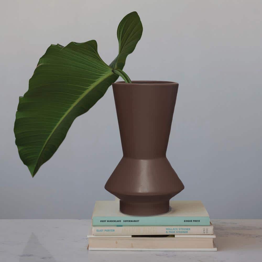 Eggplant Ceramic Hourglass Table Vase