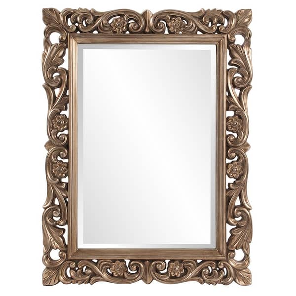 Marley Forrest Large Rectangle Antique Aged Silver Leaf With Black Highlights Beveled Glass Classic Mirror (41 in. H x 31 in. W)