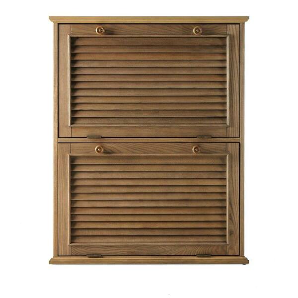 Home Decorators Collection Shutter 39-Gal. Weathered Oak Wood Recycle Bin