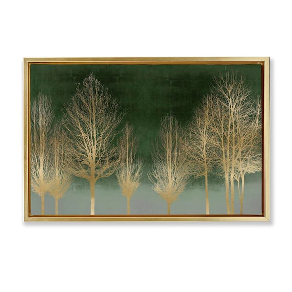 Stupell Industries Gold Gradient Forest by Kate Bennett Gold Floater Frame Nature Graphic Art Print 17 in. x 25 in.