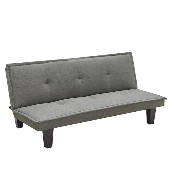 Zjoyee 64.57 in. Light Gray Fabric Twin Size Futon Sofa Bed Folding Futon Sofa Bed Sleeper for