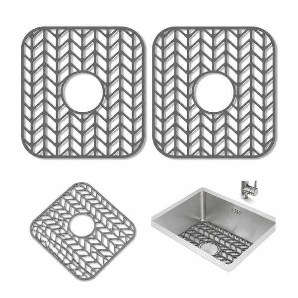 12.25 in. Non-Slip Folding Silicone Sink Mat Grid for Farmhouse and Stainless Steel Sinks, 2-Pack