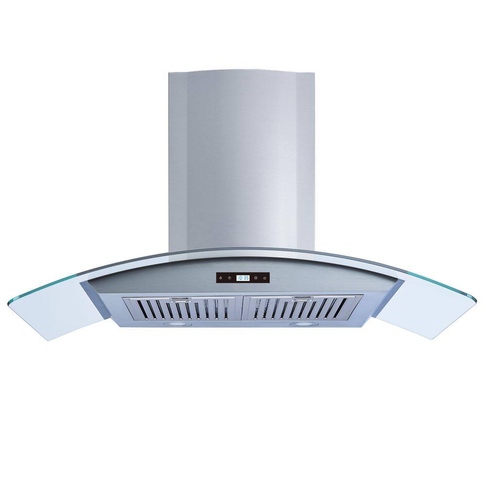 Vissani Avellino 36 in. 500CFM Convertible Glass Wall Mount Range Hood