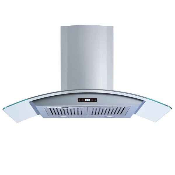Vissani Avellino 36 in. 500CFM Convertible Glass Wall Mount Range Hood in Stainless Steel with