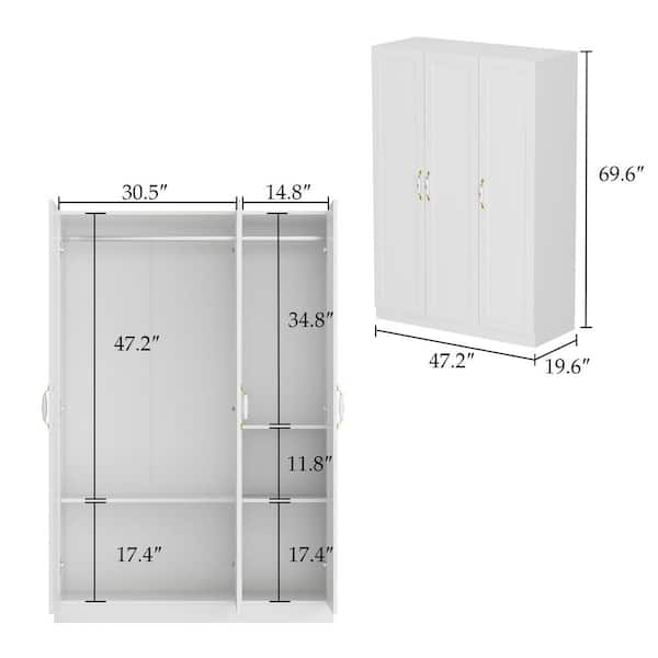 Costway White Plastic 31.5 in. Storage Wardrobe Cabinet Mobile Armoire  Closet with Hanging Rod and Adjustable Shelf HU10441WH - The Home Depot