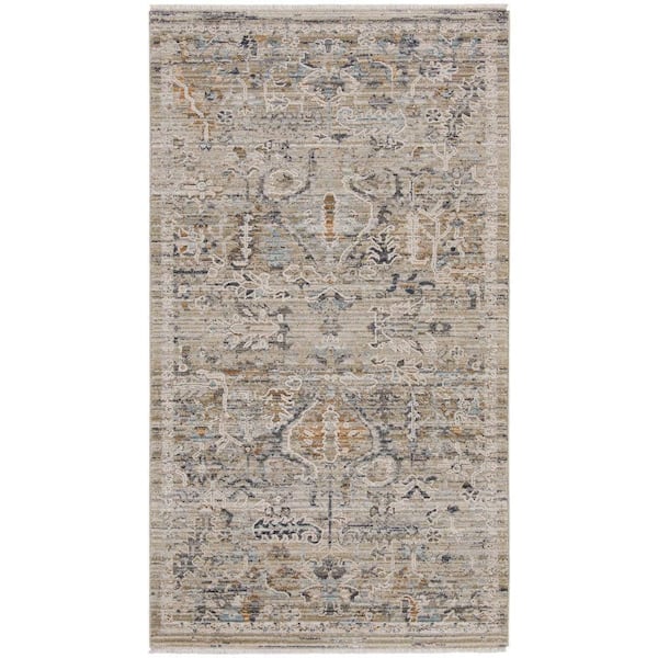 Nourison Nyle Ivory Taupe 3 ft. x 5 ft. Vintage Persian Kitchen Area Rug