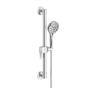 Octette 8-Spray Round 1.75 GPM Handheld Shower with SteadyStyle Accented Round ADA 24 in. Grab Bar in Chrome