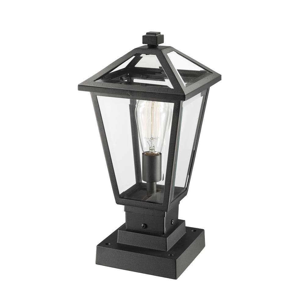 Talbot 17.5" Black Metal Outdoor Pier Mount Lantern