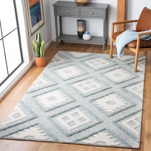 Vermont Blue/Ivory 5 ft. x 8 ft. Geometric Tribal Area Rug