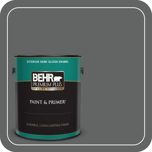 BEHR PREMIUM PLUS 1 gal. #BXC-41 Charcoal Semi-Gloss Enamel Exterior Paint & Primer
