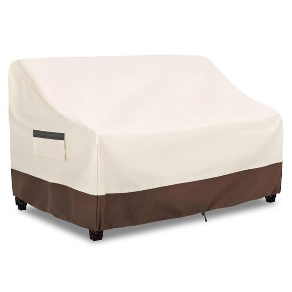 58 in. W x 33 in. D x 32 in. H Beige & Brown Outdoor Sofa Cover