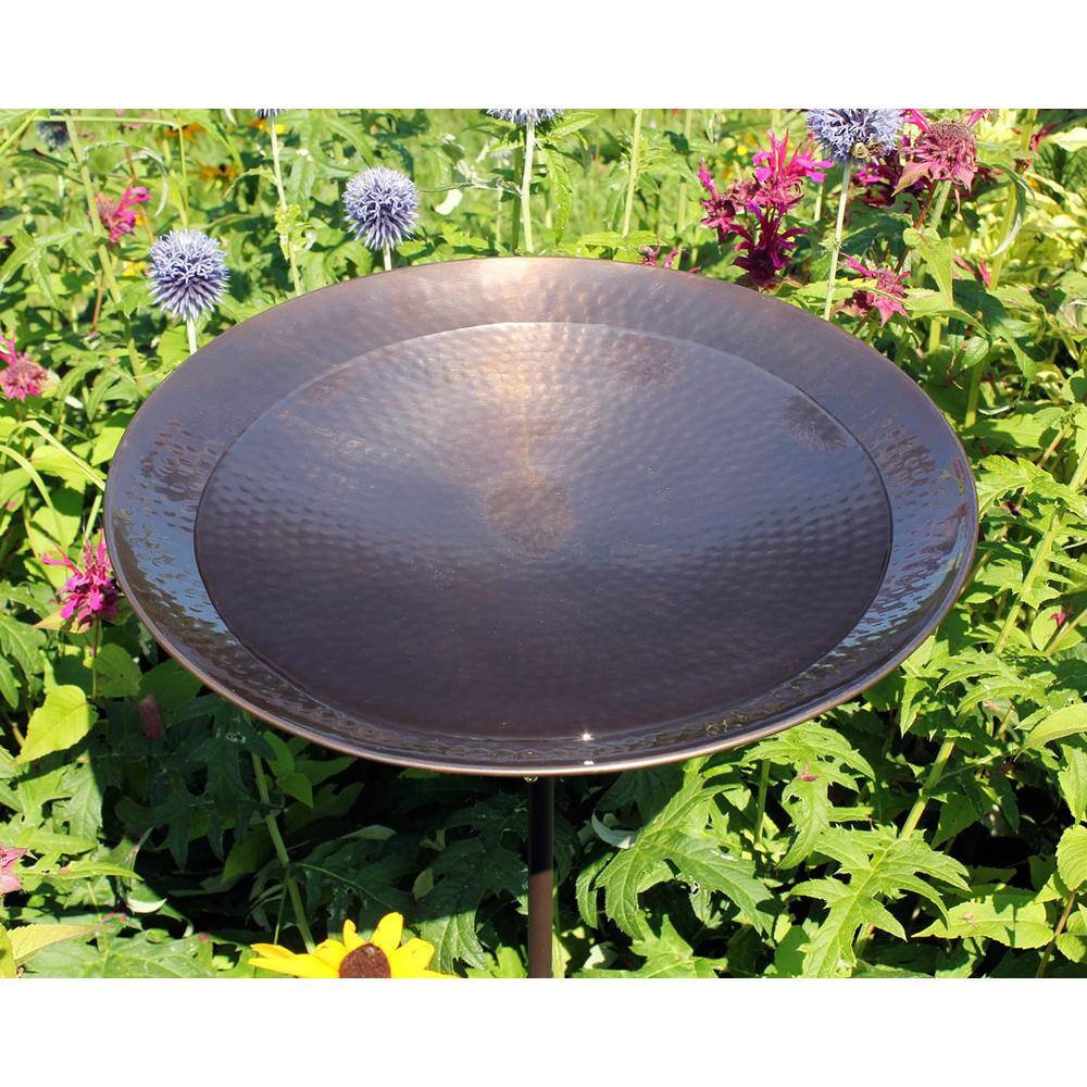 Burnt Copper 14" Birdbath with 36" Wrought Iron Stake