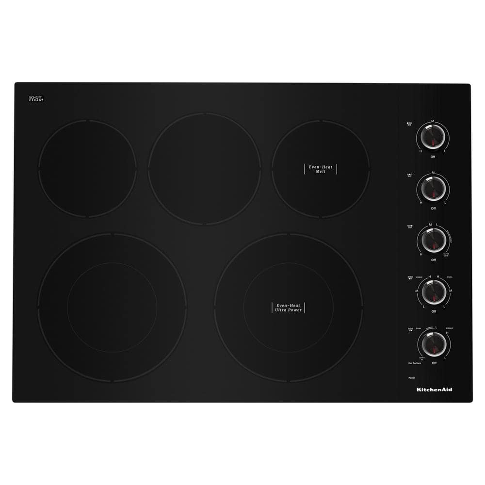 KitchenAid 30 in. Radiant Electric Cooktop in Black with 5-Elements and Knob Controls