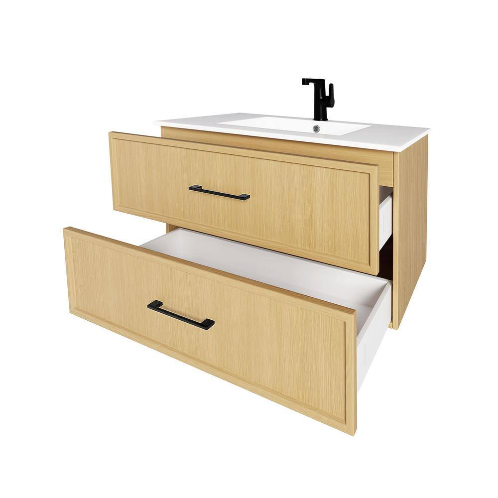 Cassidy 36" Natura Wall-Mounted Vanity with Cultured Marble Top