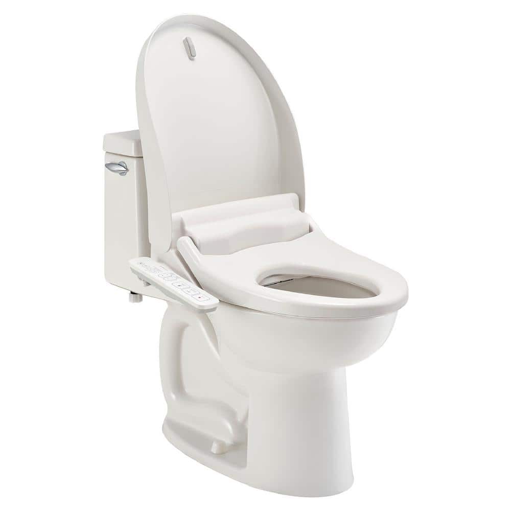 White Elongated Bidet Toilet Seat with Side Panel
