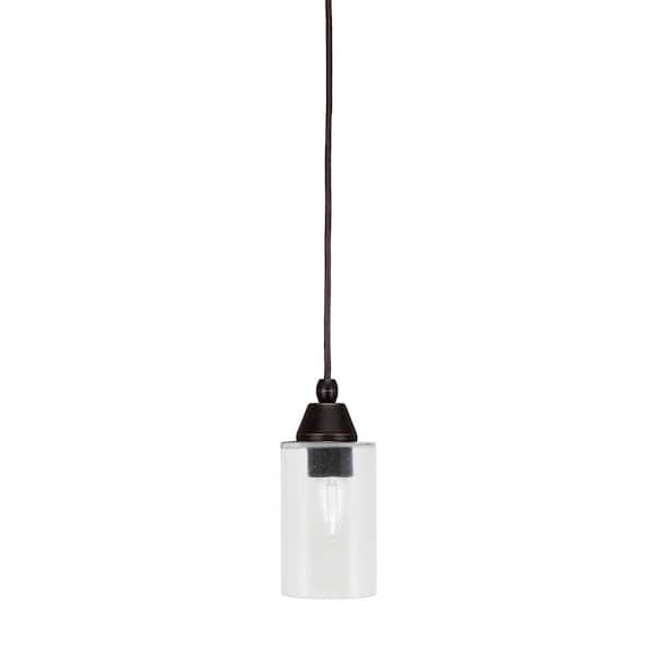 Unbranded Bryson 4 in. 1-Light Dark Granite Cord Pendant Light with 4 in. Clear Bubble Glass Shade, no bulb included