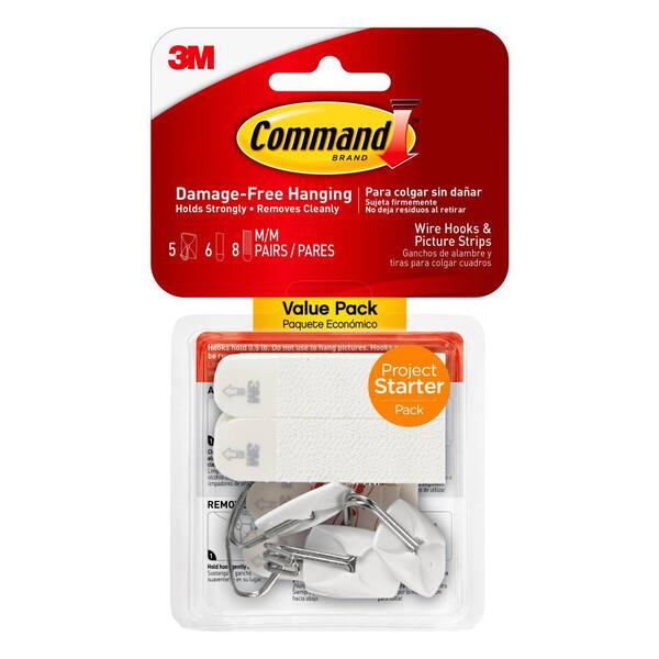 Command White Project Starter Pack (8 Sets of Medium Strips, 5 Small ...
