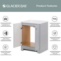 24 in. W x 19 in. D x 33 in. H Single Sink Freestanding Bath Vanity in Pearl Gray with White Cultured Marble Top