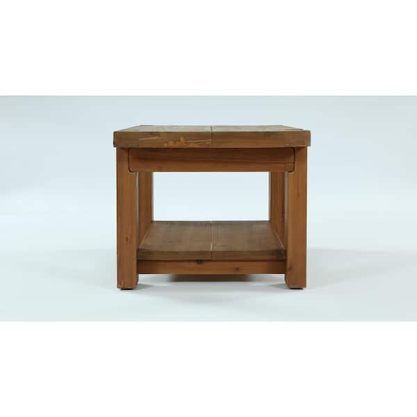 Calvin 47.2 in. Brown Rectangle Solid Wood Coffee Table Center Farmhouse Cocktail Tea Desk Mid-Century Bedroom 2 Shleves