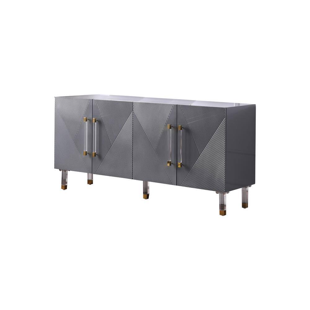 Fenella 65" Gray and Gold Modern Wood Sideboard