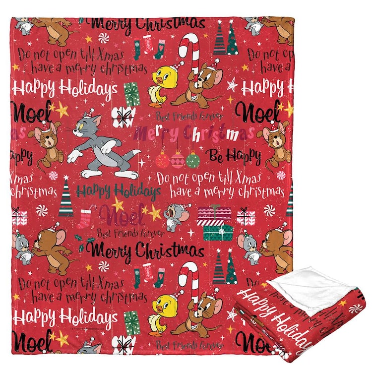 Wb Tom And Jerry Festive Cheer Silk Touch Multi-Colored Throw