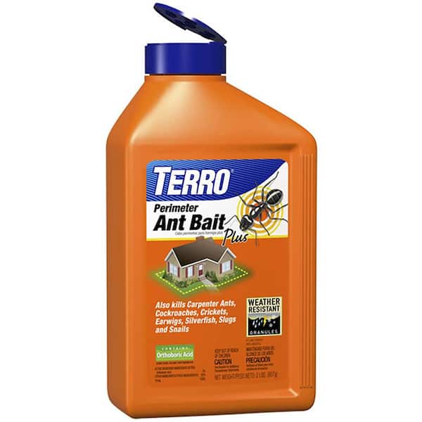  TERRO T2600 Perimeter Ant Bait Plus - Outdoor Ant Bait and  Killer - Attracts and Kills Ants, Carpenter Ants, Roaches, Crickets,  Earwigs, Silverfish, Slugs and Snails - 2 Pack, 4Lbs 