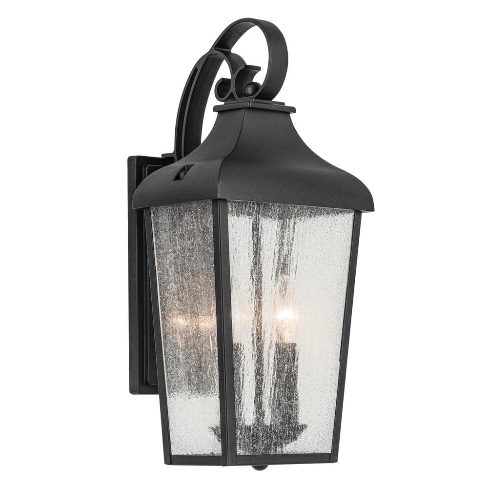 forestdale 18.5 in. 2-Light Textured Black Outdoor Hardwired Wall Lantern Sconce with No Bulbs Included (1-Pack) price history on PriceWatchPro