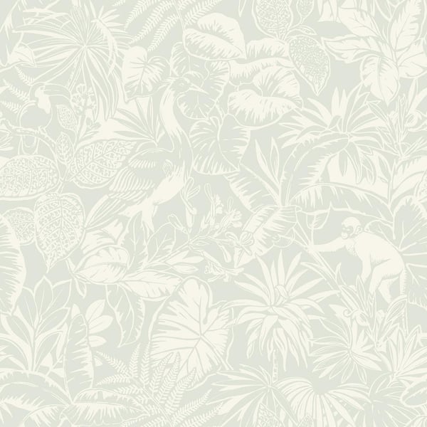 Chesapeake Corcovado Blue Jungle Jamboree Matte Paper Pre-Pasted Wallpaper Sample
