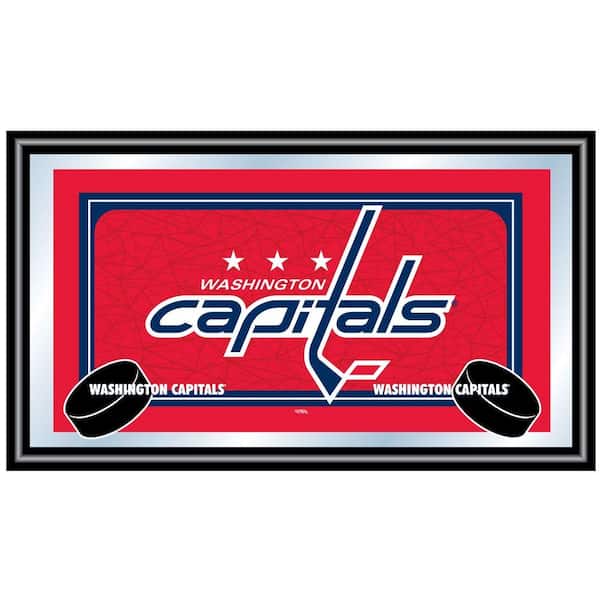 Trademark NHL Washington Capitals Logo 15 in. x 26 in. Black Wood Framed Mirror