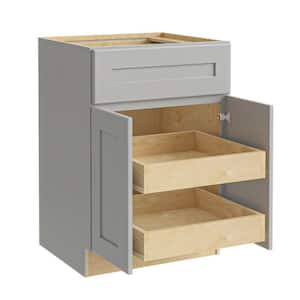Newport 24 in. W x 24 in. D x 34.5 in. H Assembled Plywood Base Kitchen Cabinet in Pearl Gray Painted with Rollout Trays