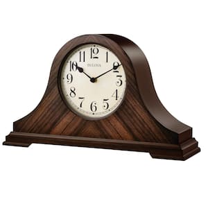 9 in. H x 15.25 in W Walnut Traditional Table Clock with Hardwood Case