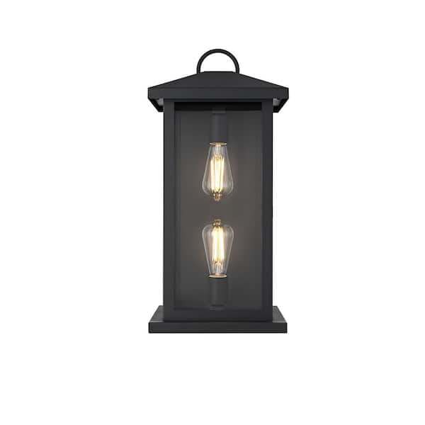 21 in. Black Outdoor Hardwired Wall Sconce with No Bulbs Included