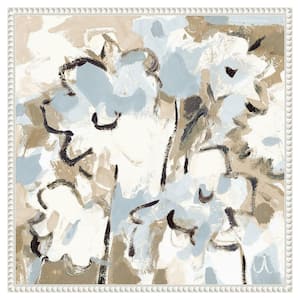 "Light Blue Floral" by Vas Athas 1-Piece Floater Frame Giclee Abstract Canvas Art Print 22 in. x 22 in.