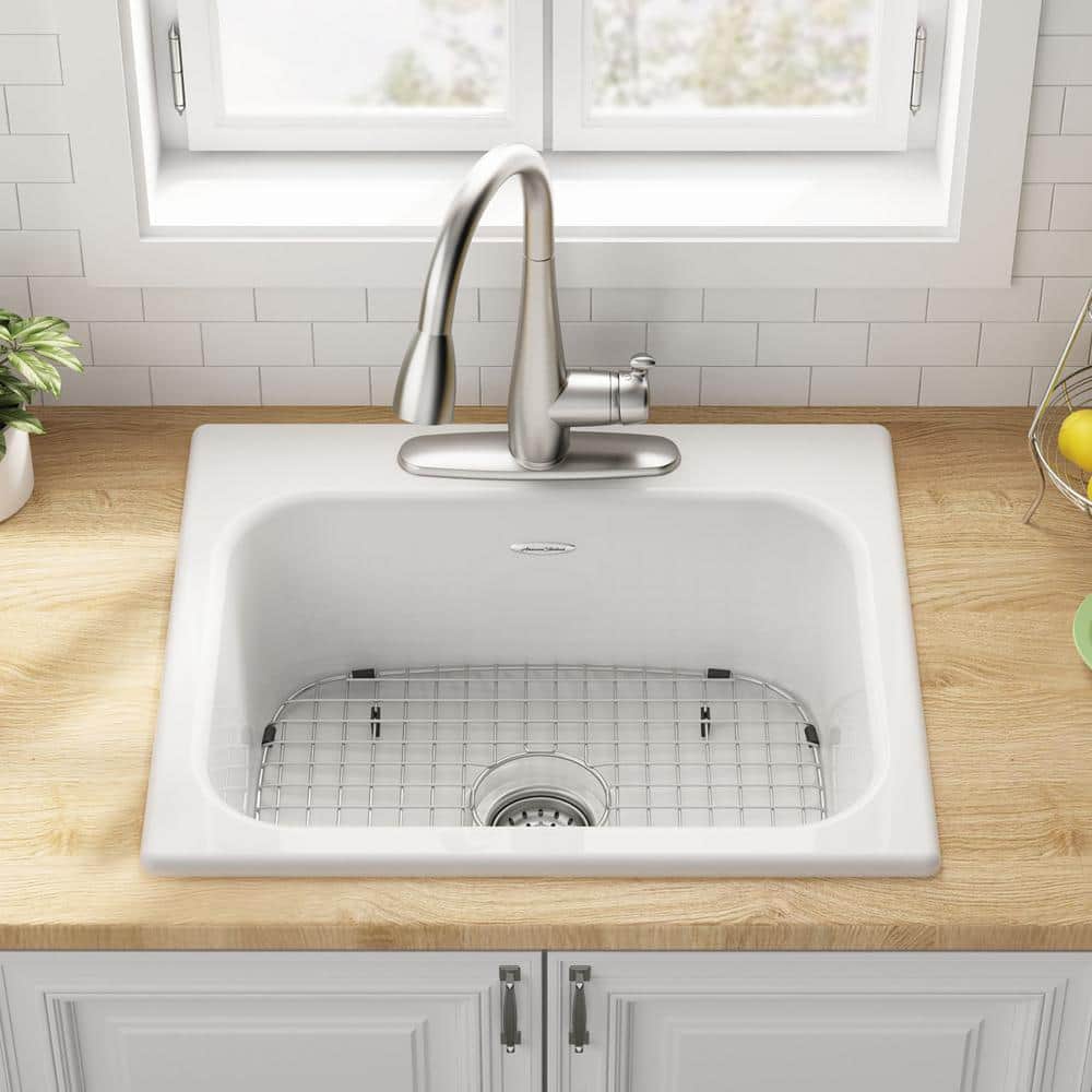 Quince 25'' White Cast Iron Single Bowl Drop-In Sink