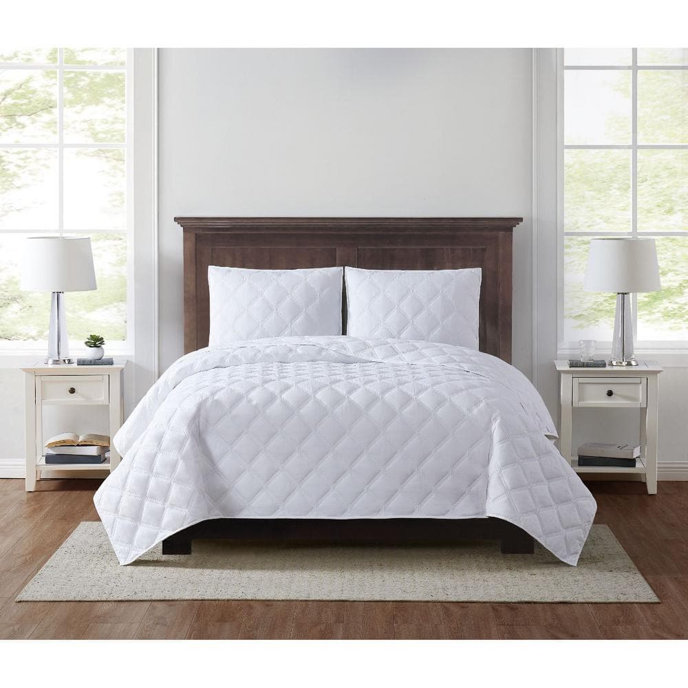 Truly Soft Everyday 3D Puff 2Piece Quilted White Twin XL Quilt Set QS3243WTTX2600 The Home Depot