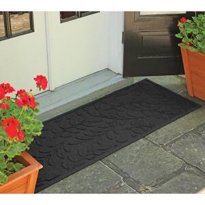 Aqua Shield Brittney Leaf Charcoal 22 in. x 60 in. PET Polyester Door Mat