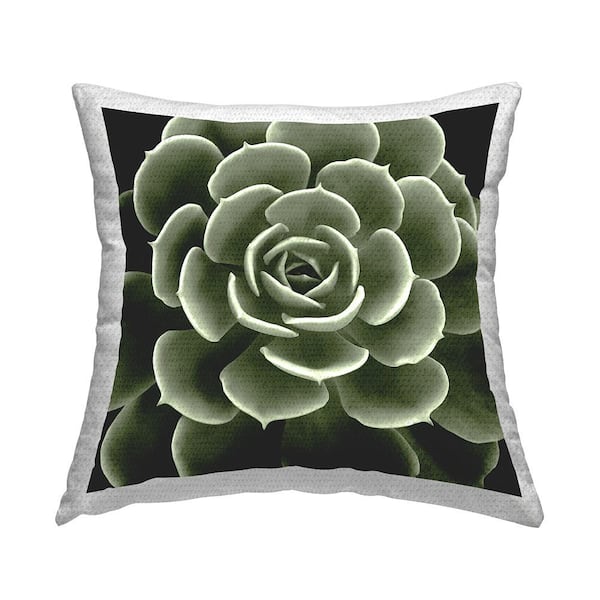 Stupell Industries Succulent Leaves Botanical Plant Green Square Outdoor Throw Pillow