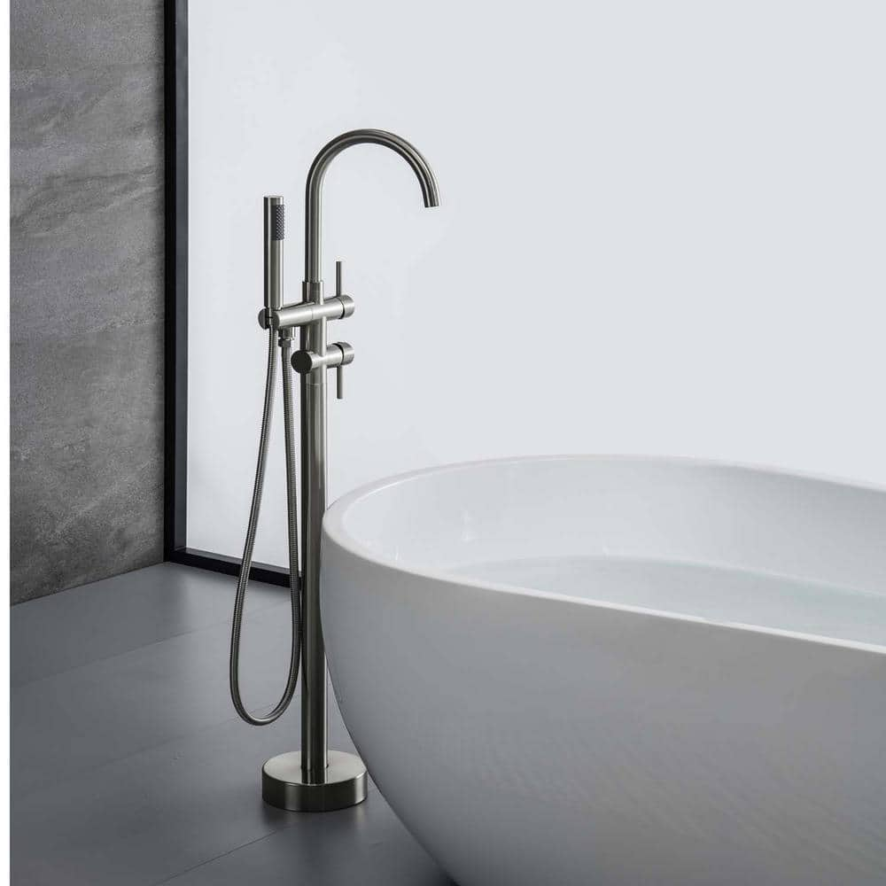 GIVING TREE 2-Handle Floor Mount Freestanding Tub Faucet Bathtub Filler ...